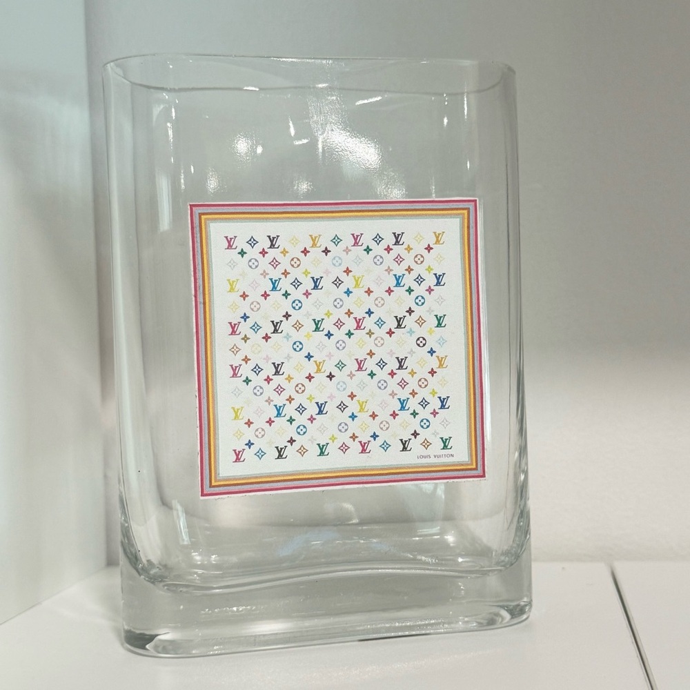 Floral LV Design Glass Vase